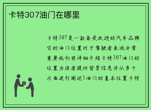 卡特307油门在哪里